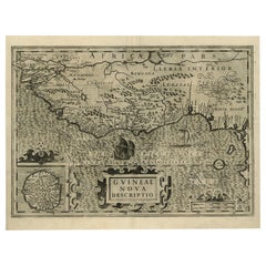 Antique Old Decorative Map of the West African Coast & St. Thomae Island, c.1600