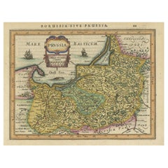 Original Decorative Antique Map of Prussia, 1628