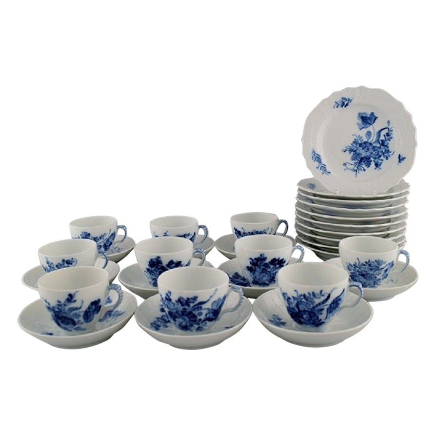 Royal Copenhagen Blaue Blume geschwungenes Kaffeeservice für zehn Personen, 1980er Jahre im Angebot