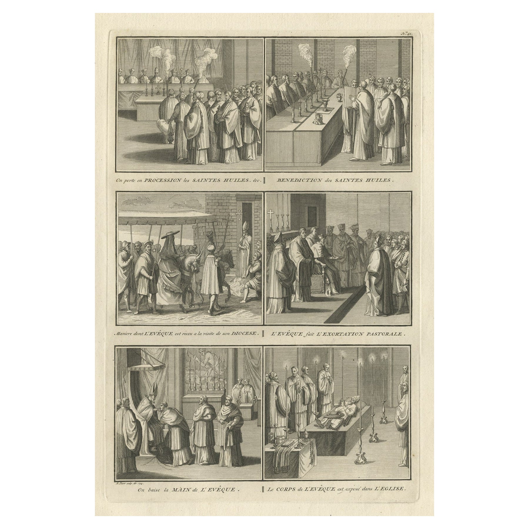 Antiker religiöser Druck von sechs römisch-katholischen Habits, Ritualen, Zeremonien, 1723 im Angebot