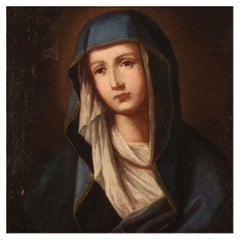 18th Century Oil on Canvas Antique Italian Religious Painting Madonna, 1750