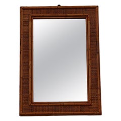 Rectangular Mirror Frame in Italian Bamboo of 1950 Straw