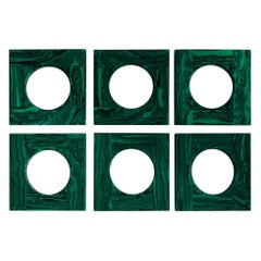 Square Green Malachite Napkin Ring Set of 6