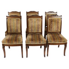 Ensemble ancien de 6 chaises de salle à manger de style Empire français du 19ème siècle