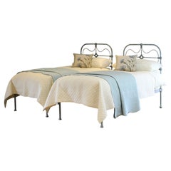 Matching Pair of Antique Beds in Blue MP48
