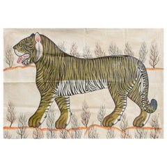 1970s Jaime Parlade Designer Hand Painting "Tiger" Oil on Canvas