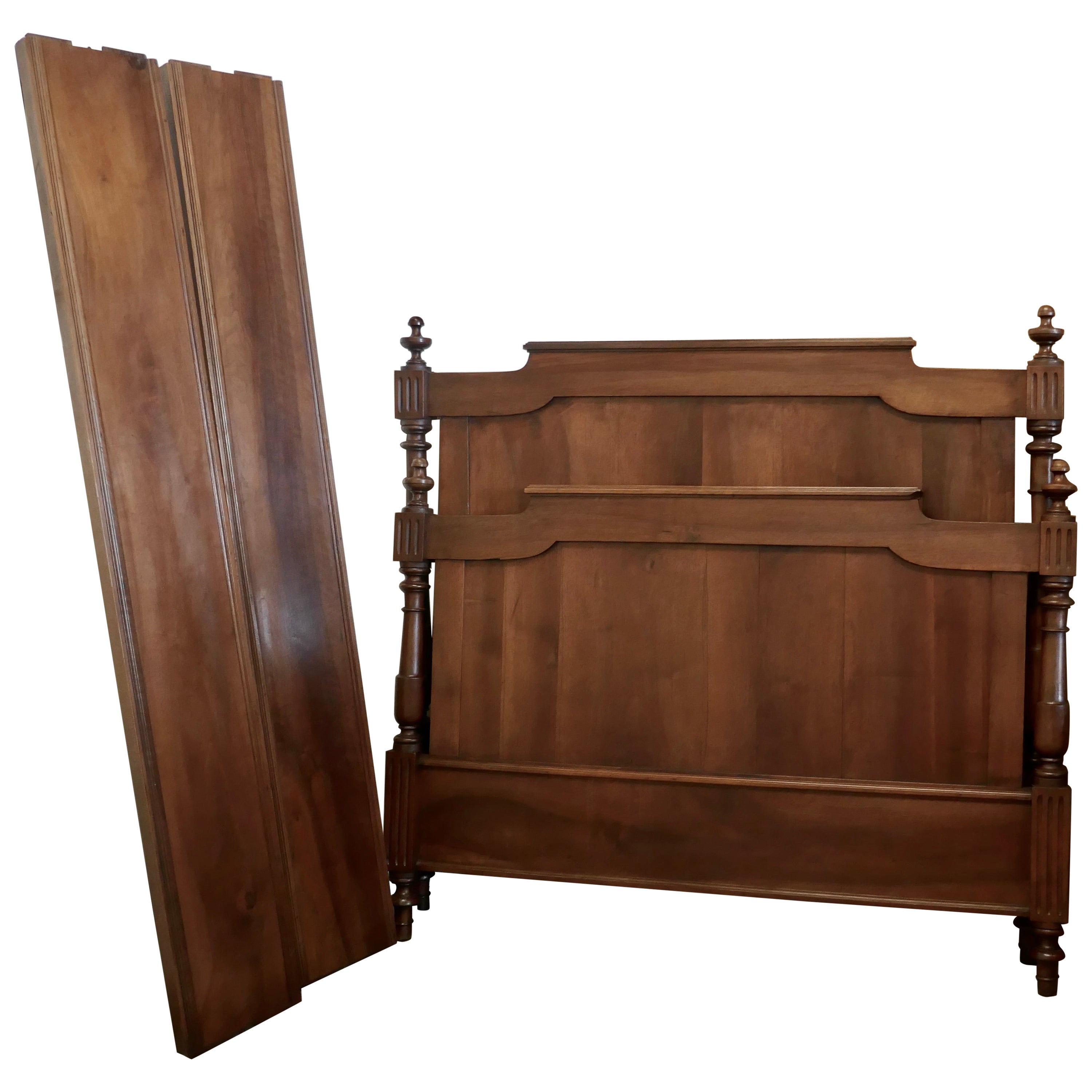 19th Century French Walnut Double Bed