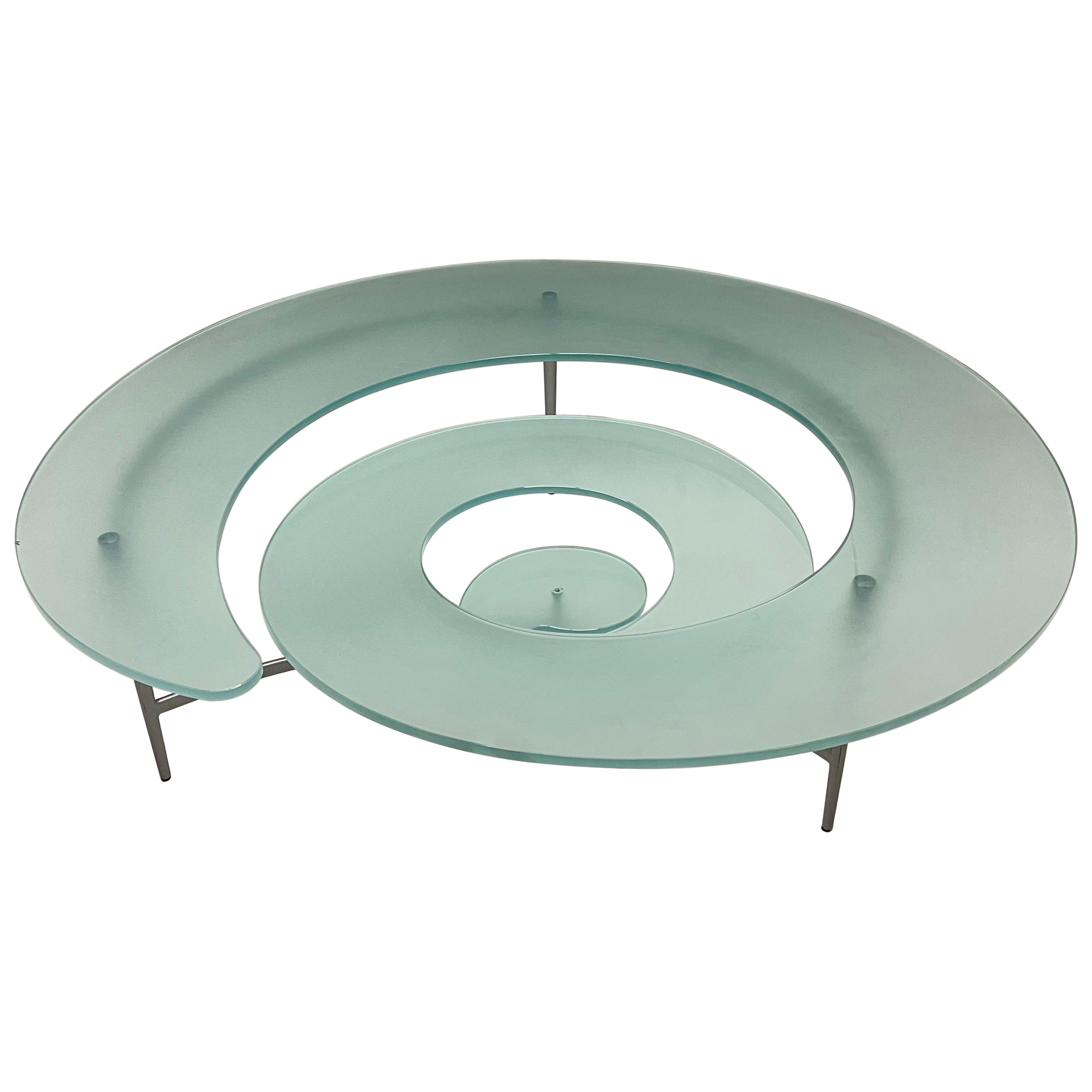 Post Modern Nautilus "Spiral" Glass Coffee or Cocktail Table by Cattelan Itali
