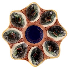Antique English "Adams & Bromley" Majolica Porcelain Fish-Heads Oyster Plate