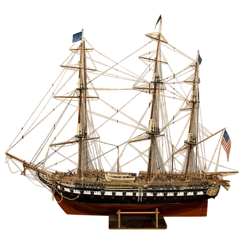 Large Scale Antique Model Ship Uss Constitution