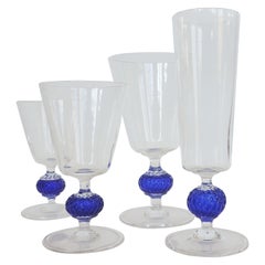 Italian 1950s Murano Glass Hand Blown Set of 40 Drinking Glasses