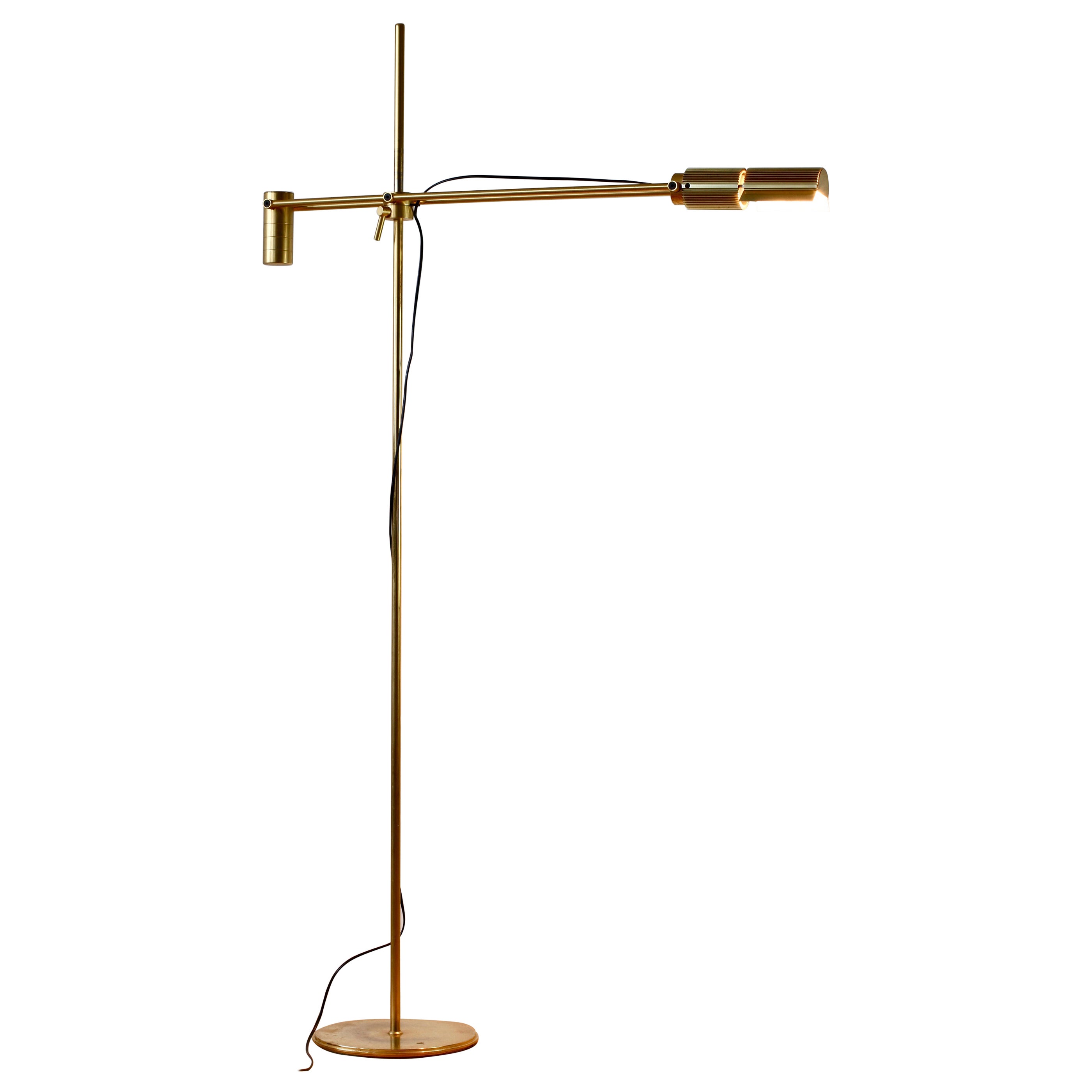 Italian Gold Plated Vintage Modernist Brass 1980s Adjustable Floor Lamp by Relco