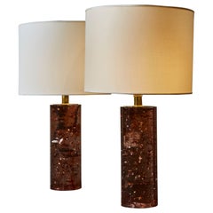 Pair of Pink Resin and Gold Leaf Table Lamps