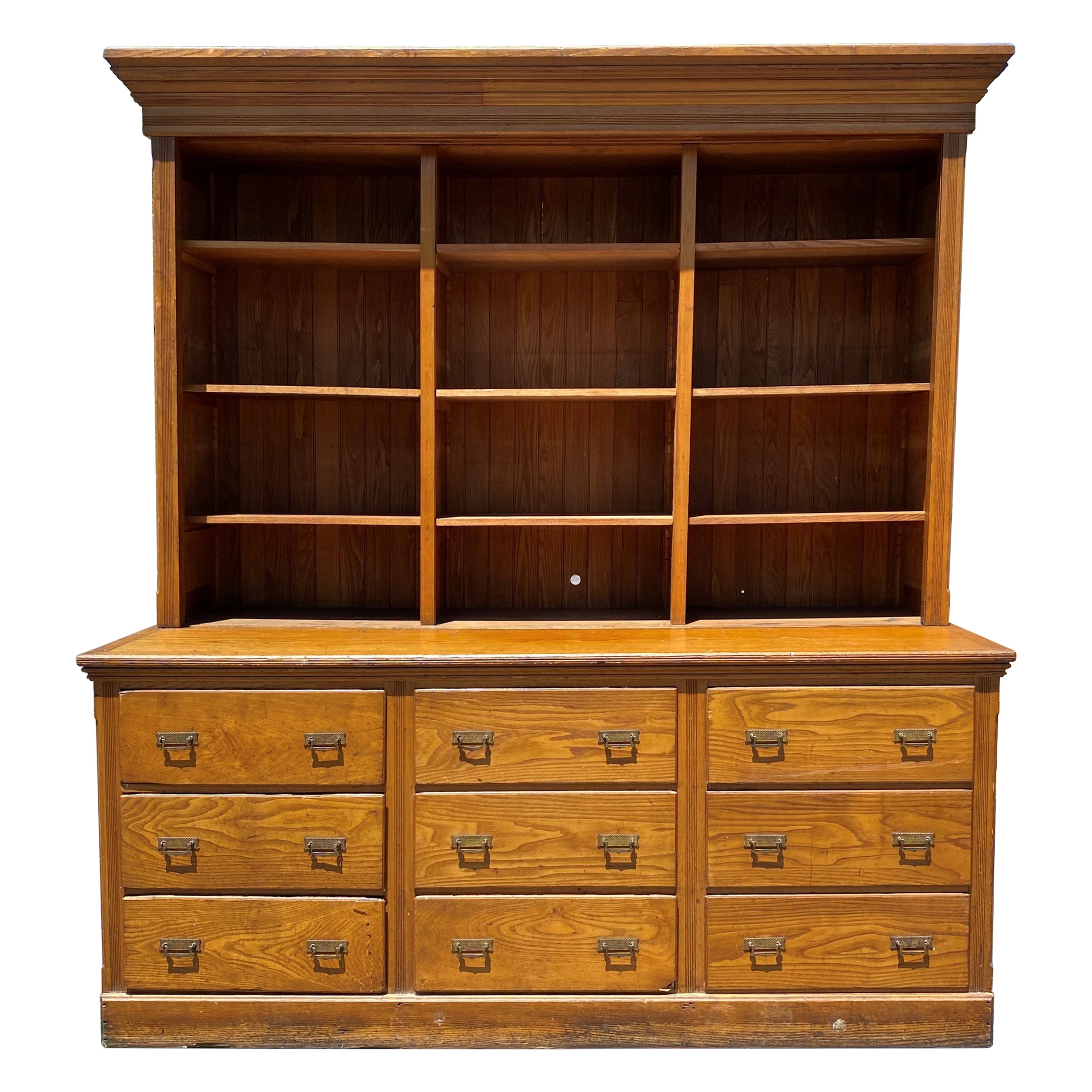 Huge Country Store MultiDrawer with Bookcase Top For Sale at