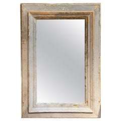 20th Century French Large Wall Mirror Hand Painted in Light Blue