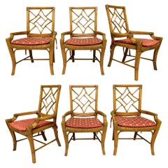 Set of Six Rattan Chinoiserie Dining Chairs