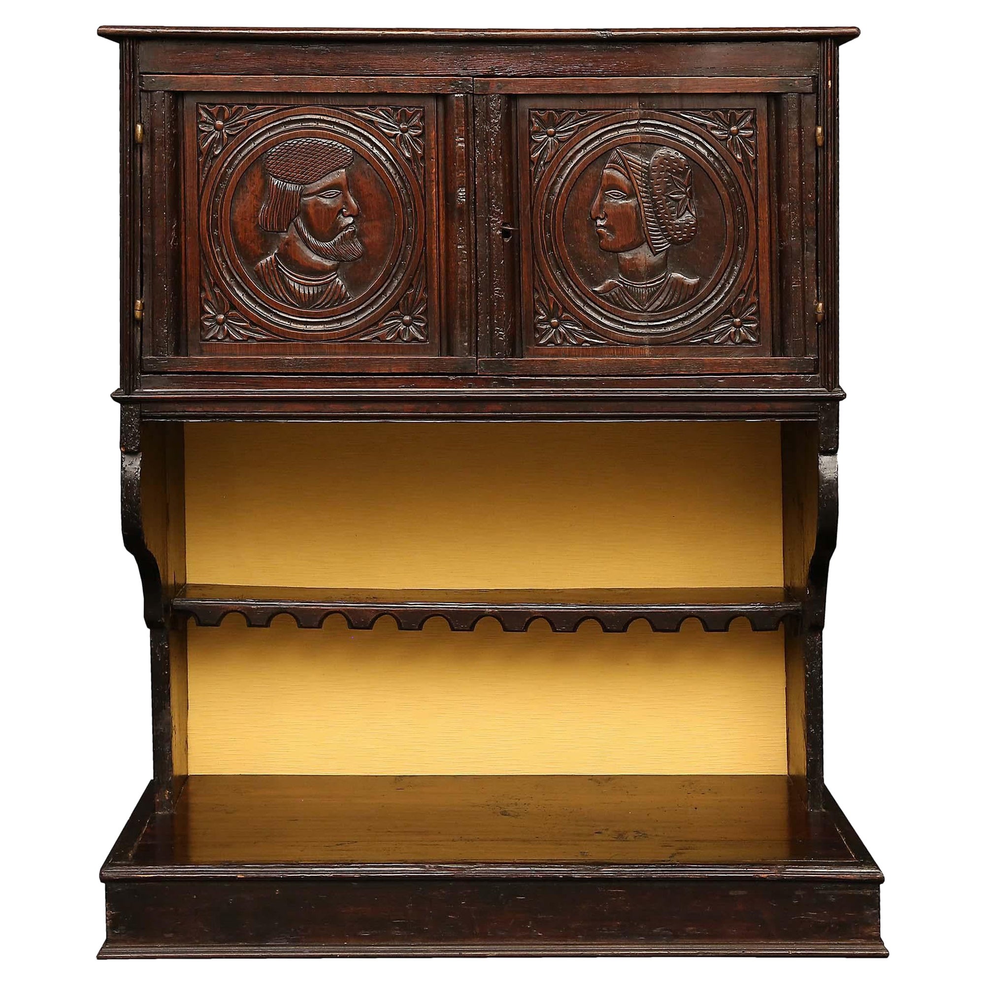 French 18th Century Renaissance Walnut Cabinet Vaisselier from Normandy For Sale