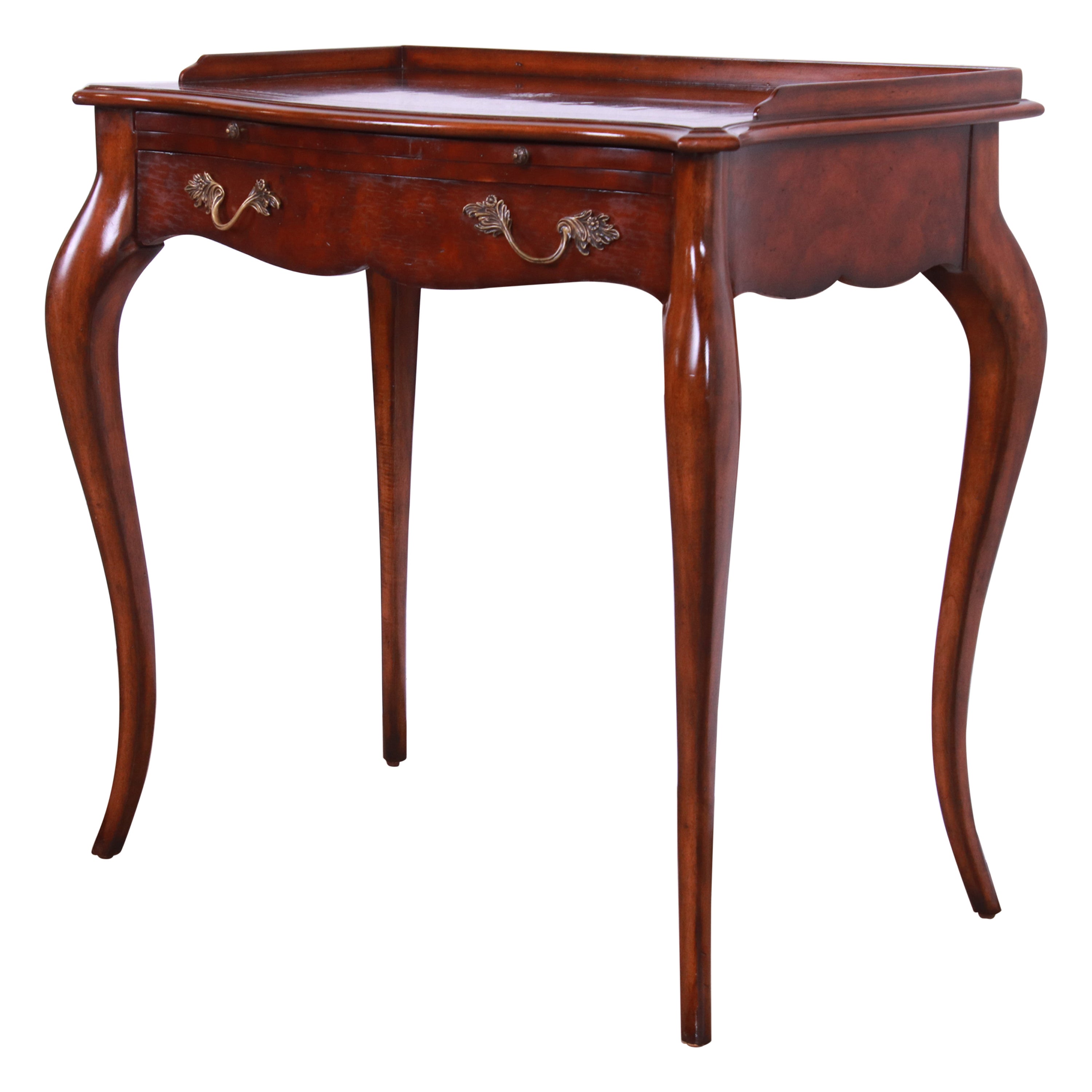 Maitland Smith French Provincial Louis XV Mahogany Leather Top Writing Desk