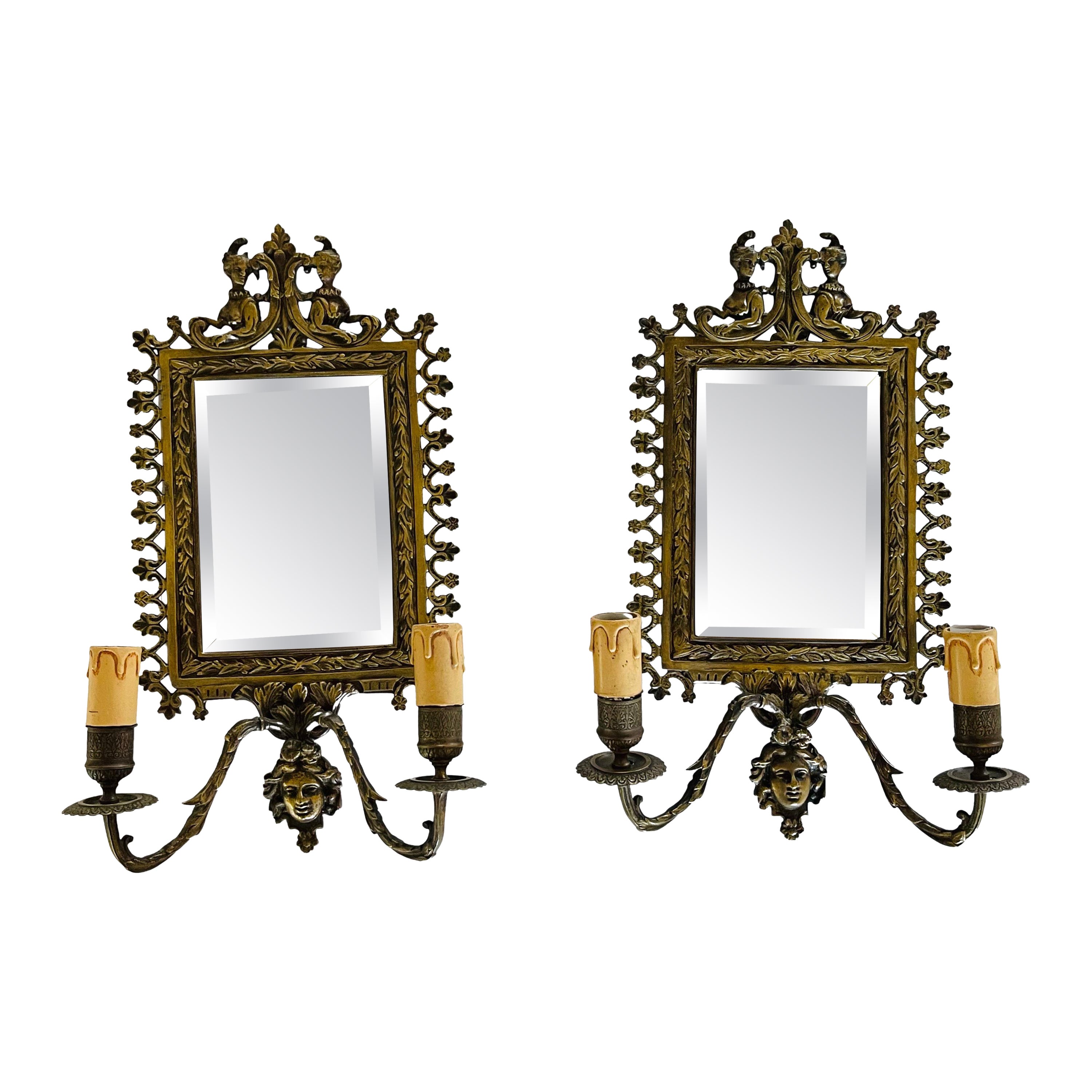French Napoleon III Style Bronze Wall Sconces For Sale