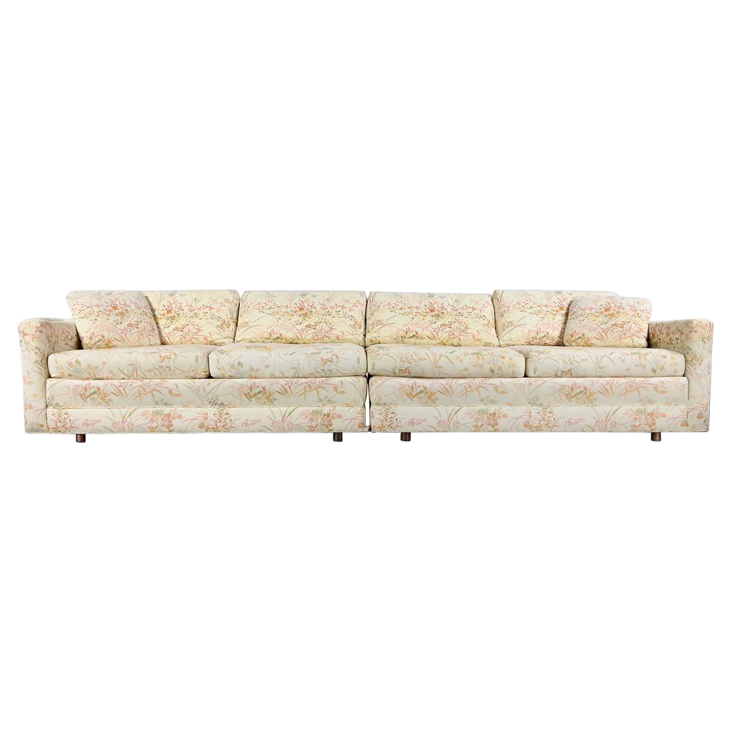Vintage Mid-Century Modern 2 Piece Floral Sectional Sofa Style of Harvey Probber