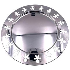 Alessi Girotondo Round Polished Stainless Steel Tray Postmodern