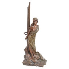 Bronze Art nouveau français, L'Otage, « Le Hostage », par Villanis, vers 1900