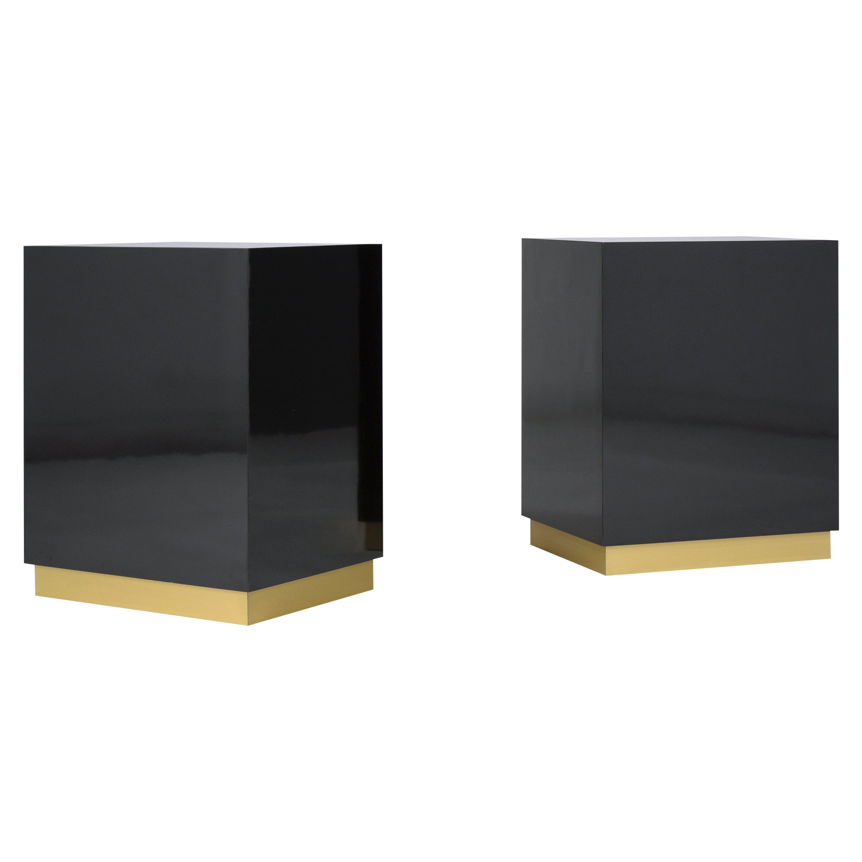 Two Mid-Century Modern Black End Tables