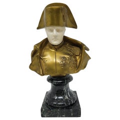Antiguo busto francés del siglo XIX de Napoleón Bonaparte en bronce D' Ore y mármol