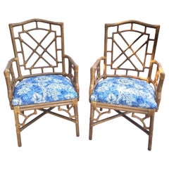 Retro Lexington Bamboo Rattan Dining Armchairs