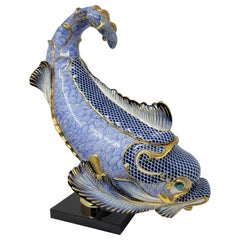 Estate Italian Hand-Painted Porcelain Dolphin by "Giulia Mangani for Oggetti