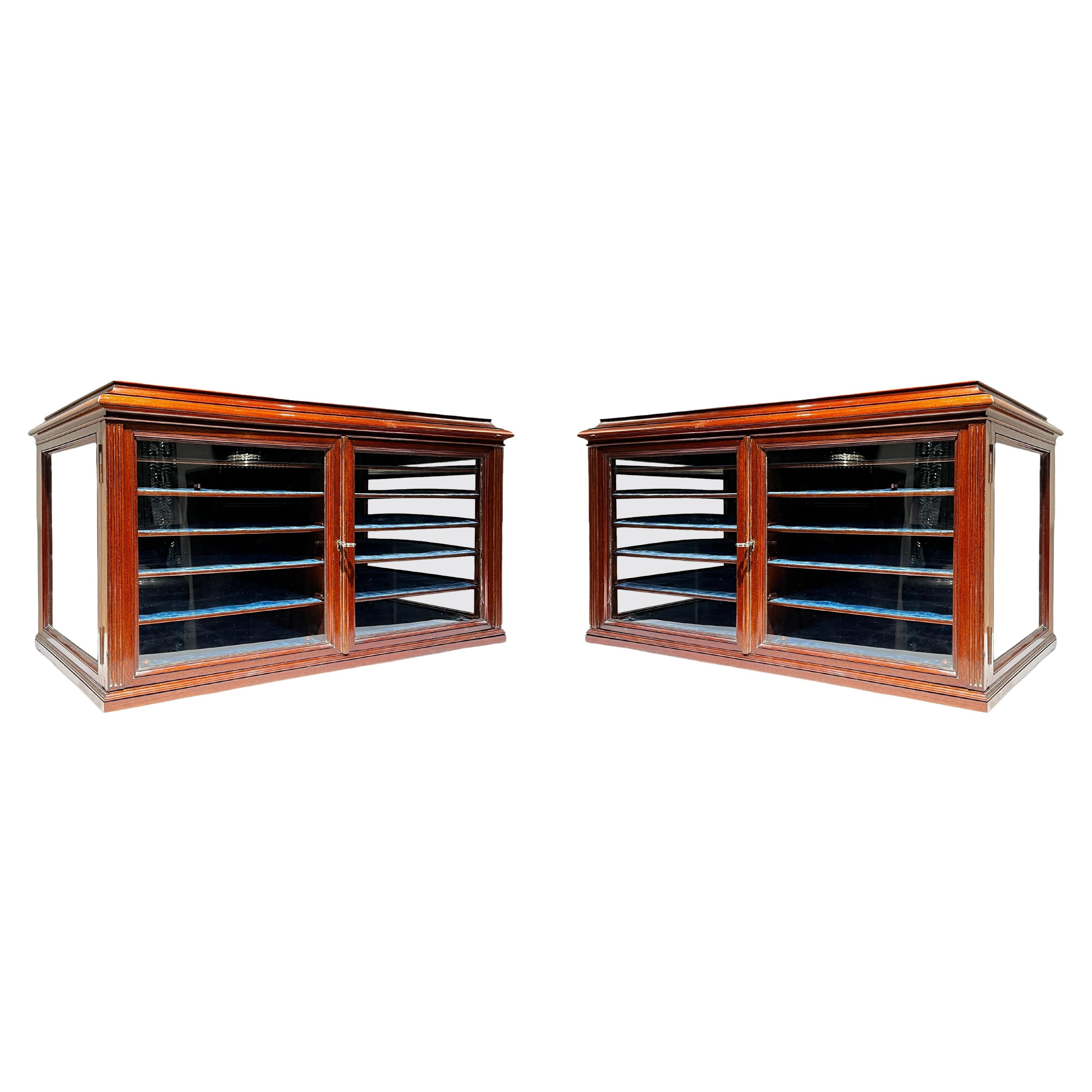 Pair Antique Mahogany Jewelry Display Cases