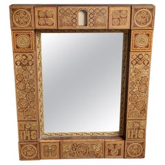 Antique Inlaid Wood Mirror