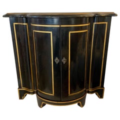 Neoclassical Style Baker Black Lacquer and Parcel Gilt Cabinet Bar