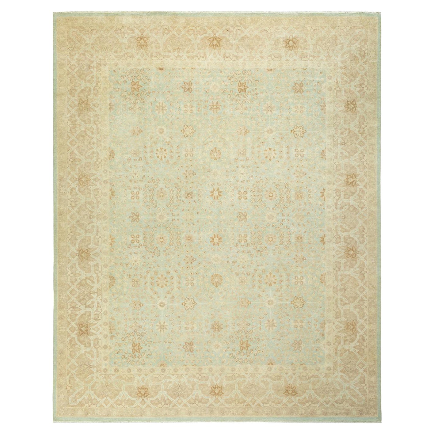 One-of-a-Kind Hand Made Traditional Mogul Light Blue Area Rug