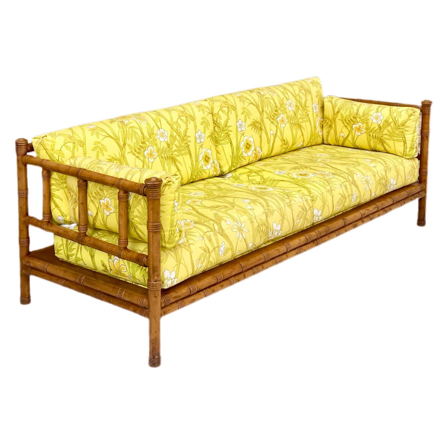 1970s Drexel Heritage Chinoiserie Bamboo Sofa