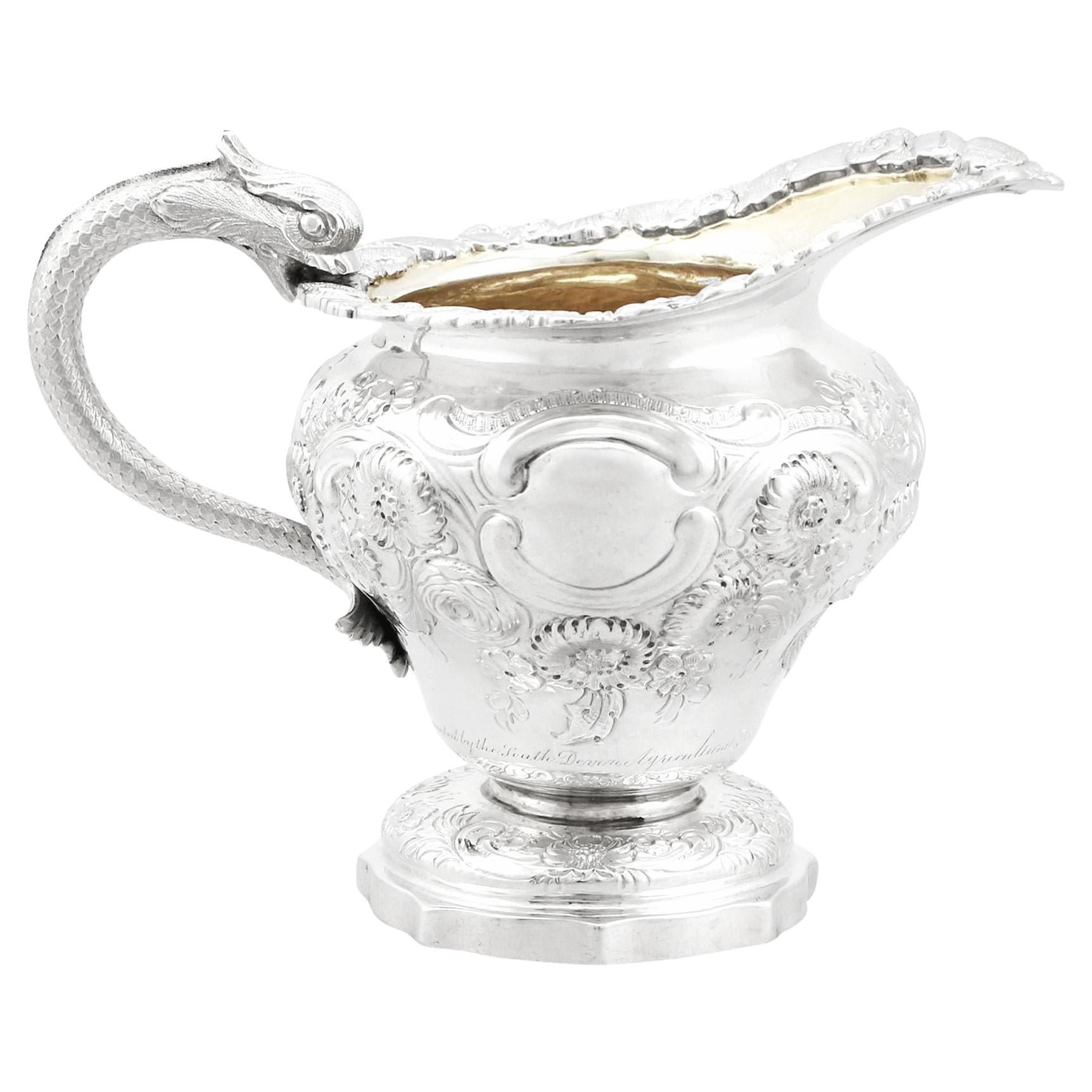 Pichet à crème antique en argent sterling 1831