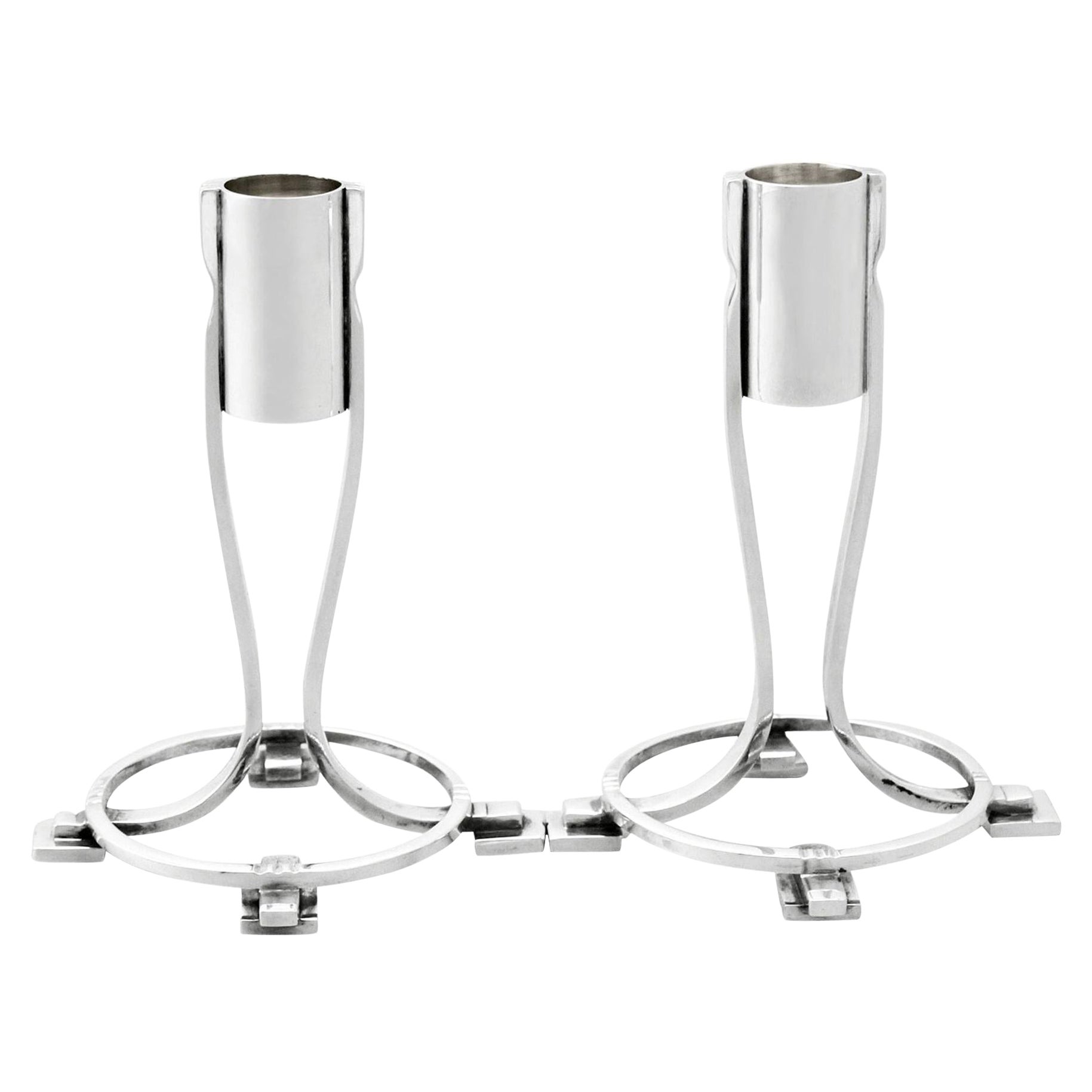 Portacandele d'epoca in argento sterling in stile Art Déco