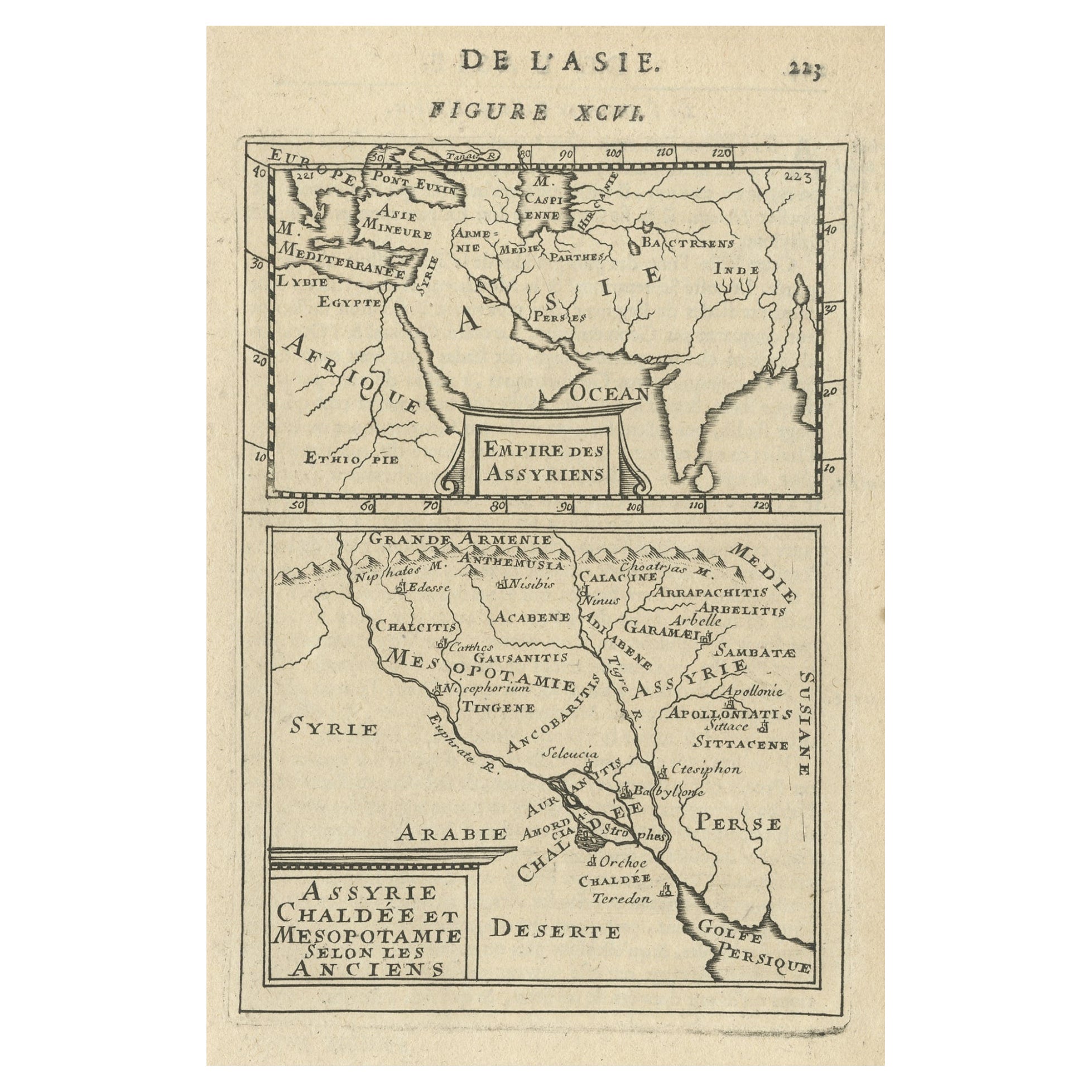 Ancienne carte de l'Empire des Assyriens et des rivières Tigres et Euphrates, 1683 en vente