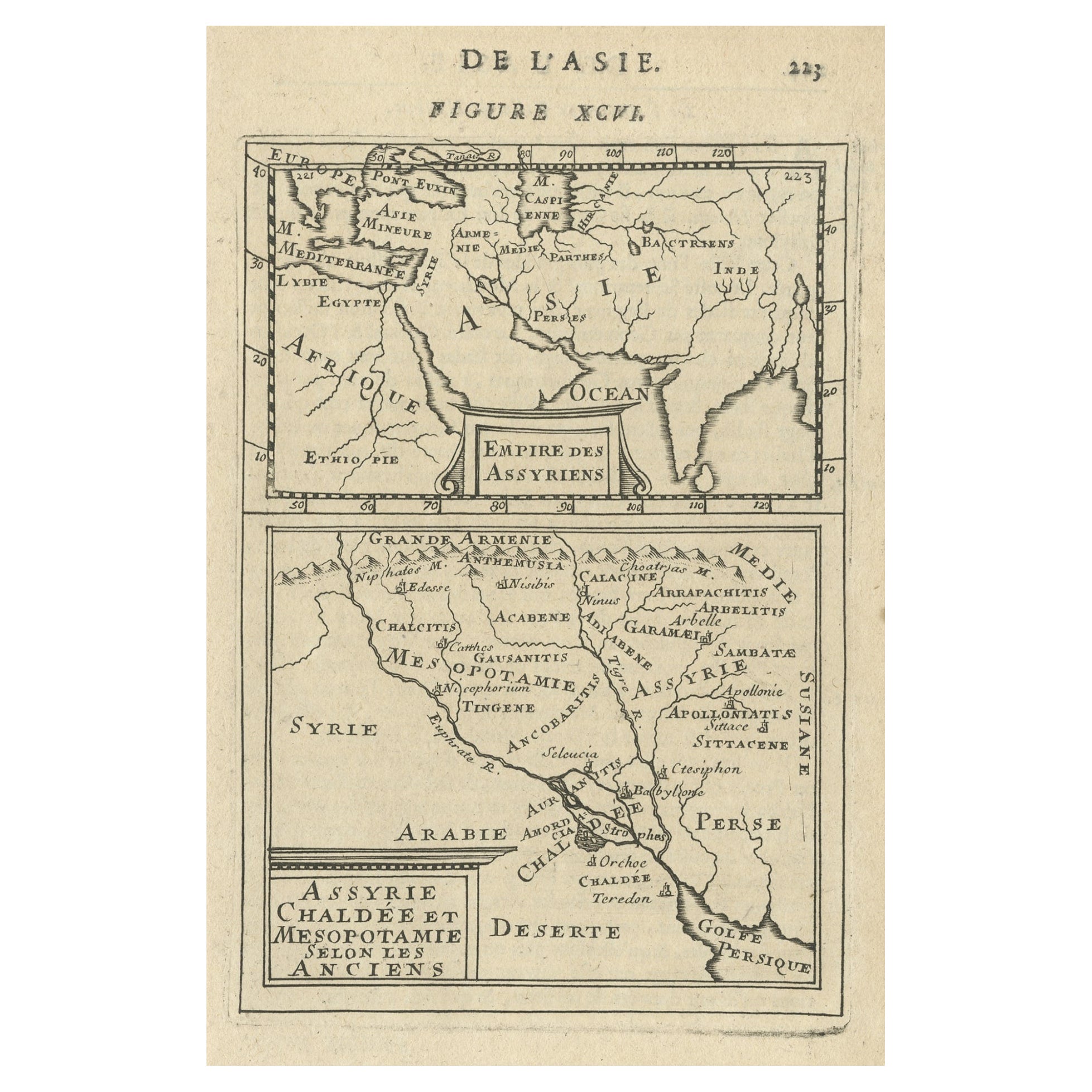 Alte Karte des Reiches der Assyrer & der Flüsse Tigres und Euphrat, 1683