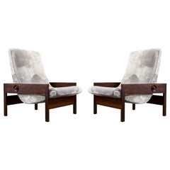 Sergio Rodrigues 'Gio' Chairs in Rosewood and Edelman Shearling, 1960s Brazil