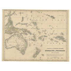 Old German Map of Australia and Polynesia, ca.1870