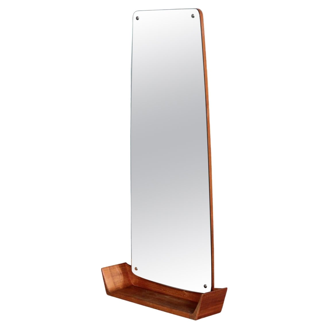 Danish Modern Tall Hallway Mirror With Teak Shelf #2