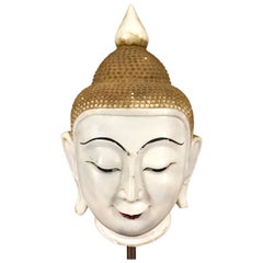 Exceptional Burmese Buddha Head Lacquered Marble