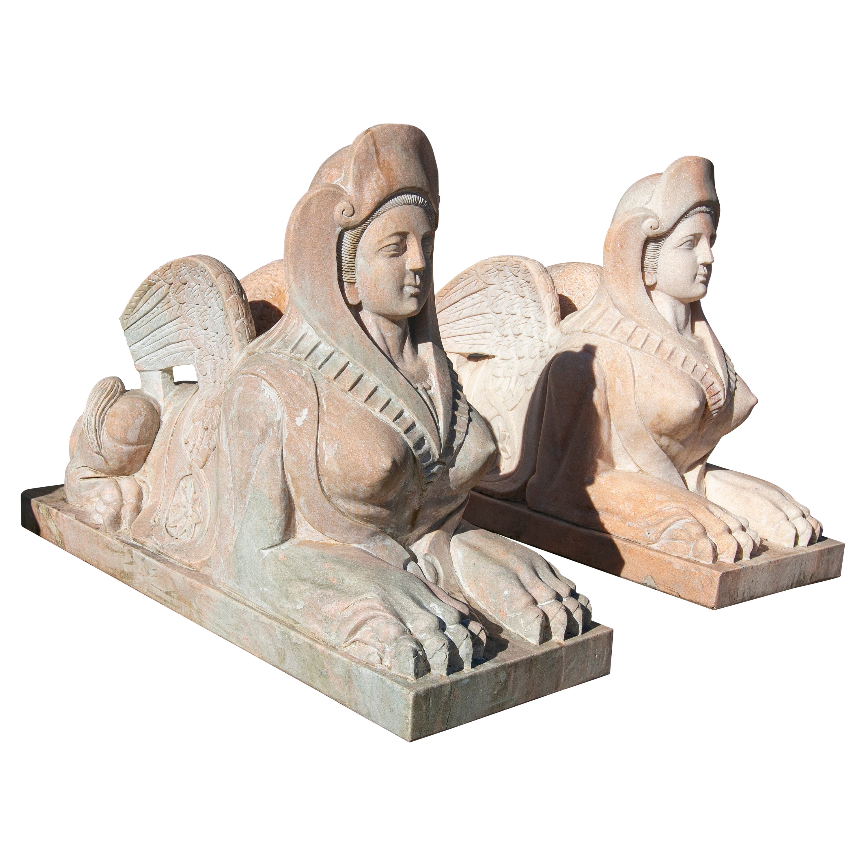 Pair of Large 1920's Sphinx Statues at 1stDibs