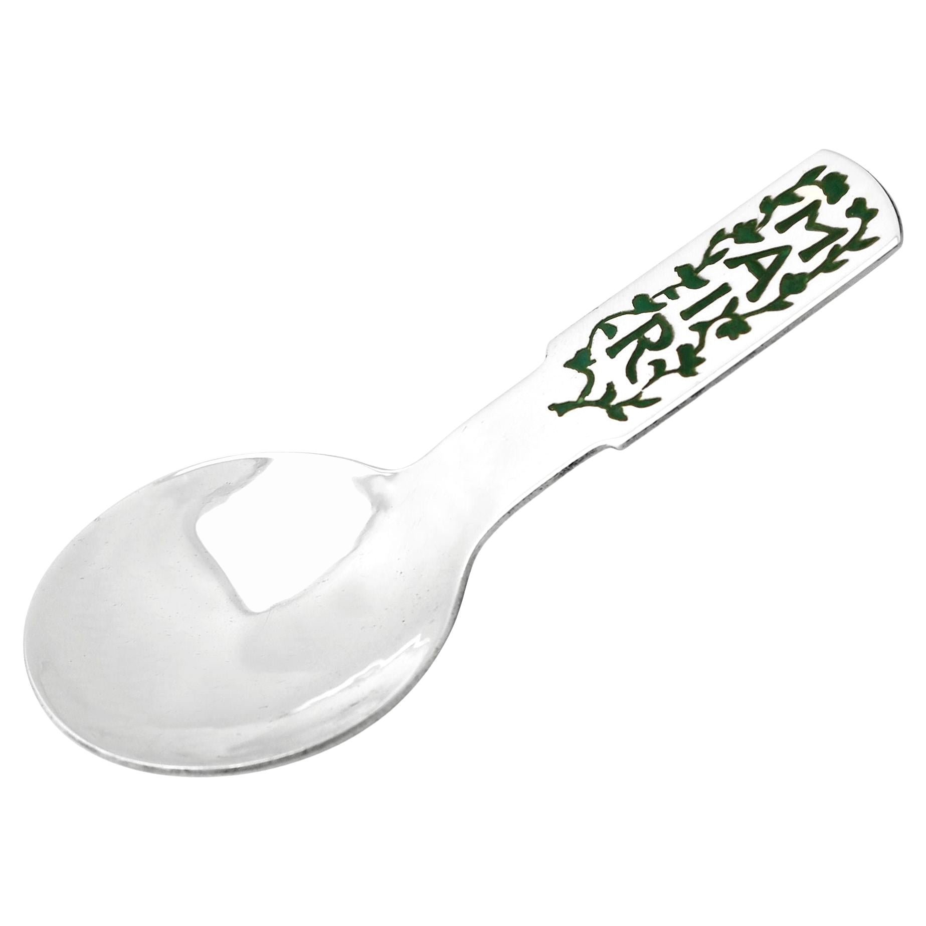 Vintage Sterling Silver and Glass Caddy Spoon