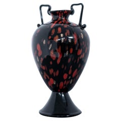 Black Blown Murano Glass Vase by Fratelli Toso, 1930s