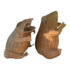 20th Century Rattan Frog Magazine Rack by Olivier Cajan 1960