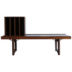 Torbjørn Afdal Scandinavian Dark Wood Side Table Bench for Bruksbo Møbler, 1960