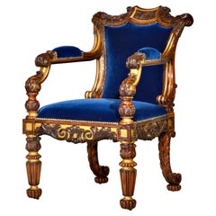Antique Regency Carved and Gilded Desk Armchair, Circa 1825