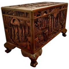 Oriental Carved Camphor Wood Chest